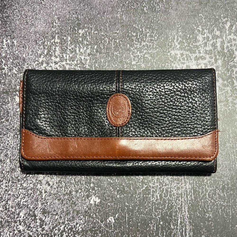 Vintage Genuine Leather Black & Brown Bifold Wallet